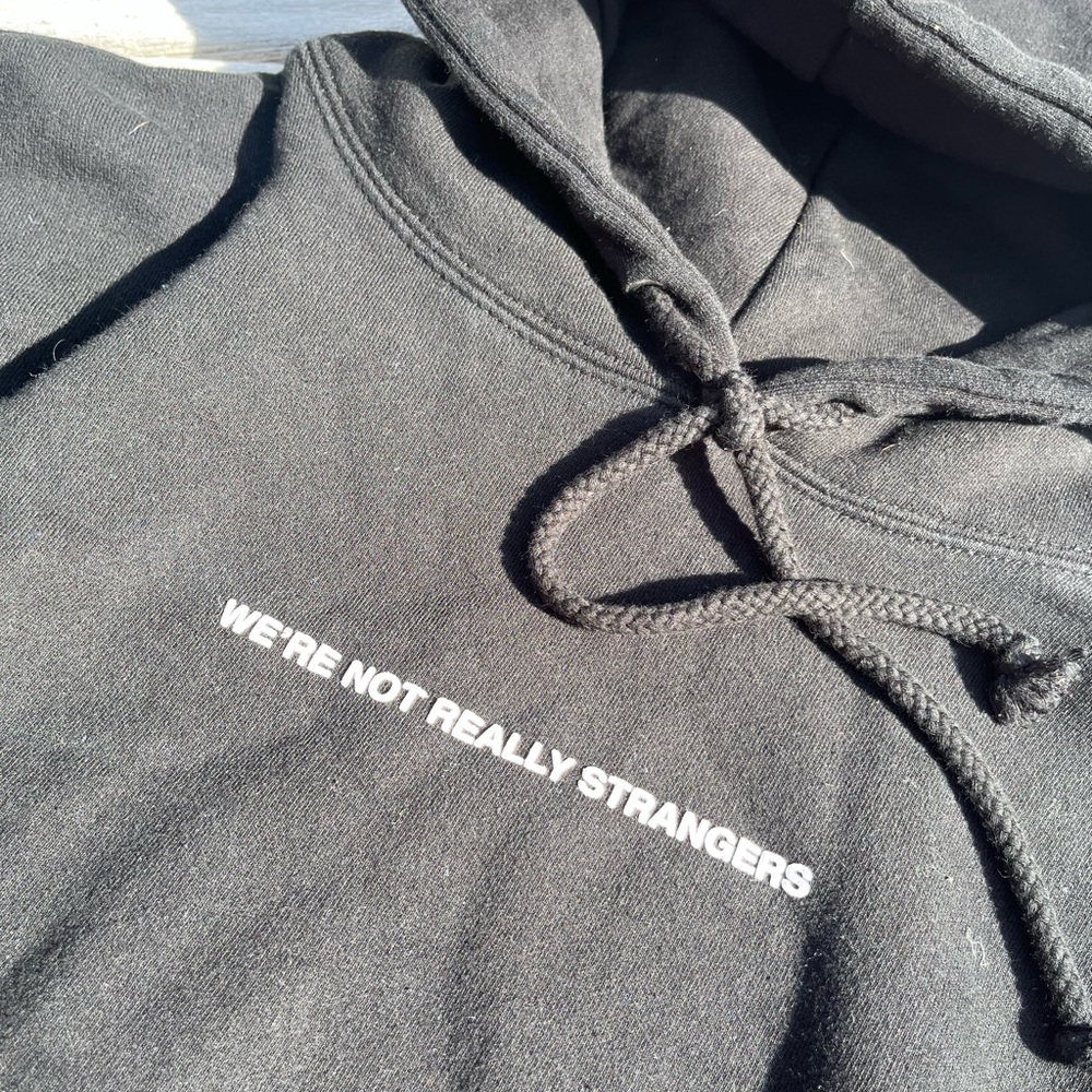 Black We’re not really Strangers Graphic Hoodie